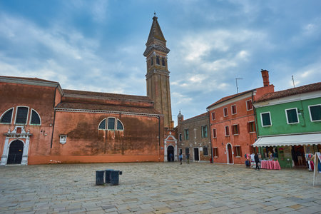 View of the island of Murano in summer, Venice, Italyの写真素材