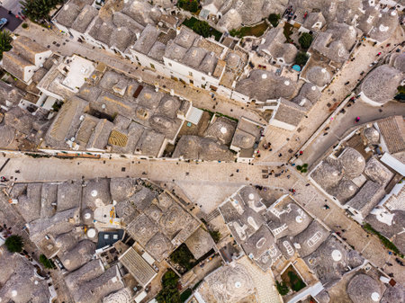 Aerial view Alberobello, Pugli, Italy, aerial view on trulliの写真素材