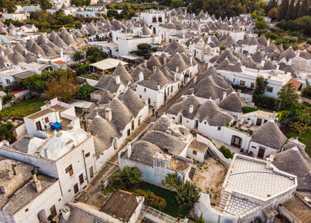 Fly by drone around trullo in Amalfi, Italy.の写真素材