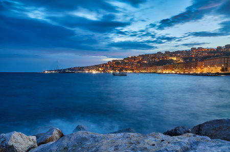 View of the eastern part of Naples city and the Gulf of Naples. Italy.の写真素材
