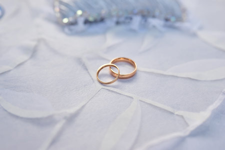 Wedding rings on a satin fabric