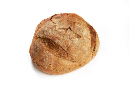 Loaf of rye bread isolated on white background