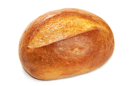 Loaf of white bread isolated on white background
