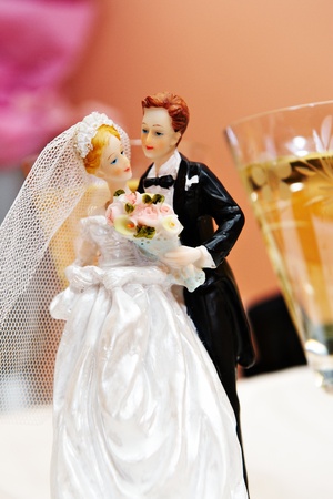 Bride and groom on cakeの写真素材