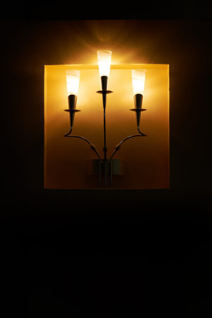 Wall lamp with three shadesの写真素材