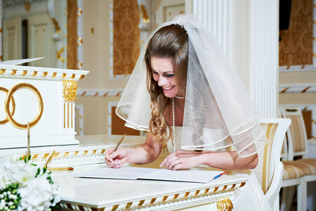 Solemn registration of marriage in the Wedding Palaceの写真素材