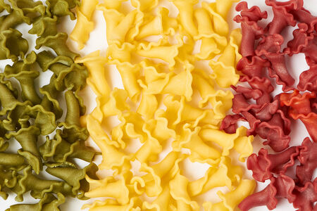 Italian flag made from color pasta in shape of lilyの写真素材