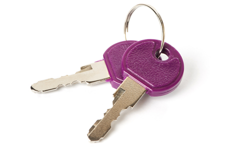 Two keys isolated on white backgroundの写真素材