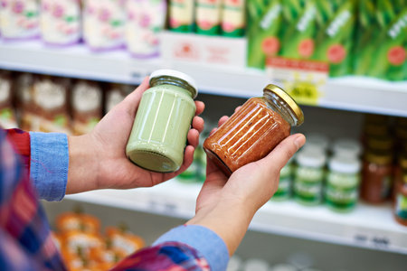 Woman buys seasonings in a shop