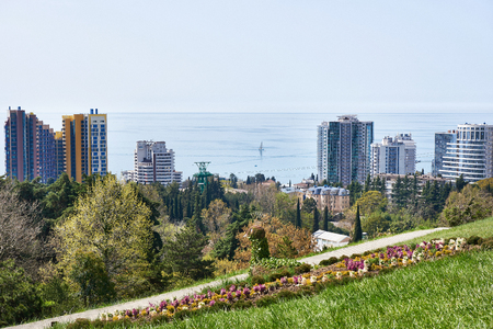 City view from the lookout Sochi Arboretumの写真素材