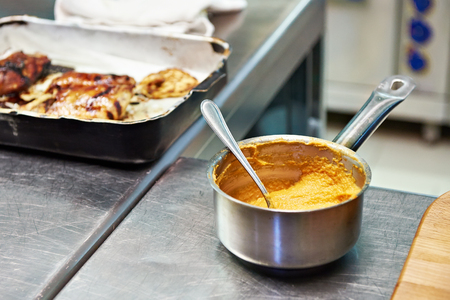 Squash spread for meat dishes at the restaurantの写真素材