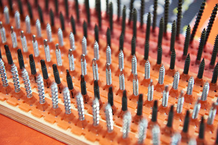 Macro photo, screw background, metal screw, steel screw, screw macro, repair screwの写真素材