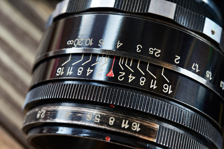 Retro photo slr camera lens closeupの写真素材