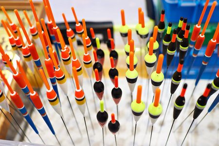 Fishing floats in a sports shopの写真素材