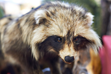 Hunting trophy a stuffed raccoon closeupの写真素材