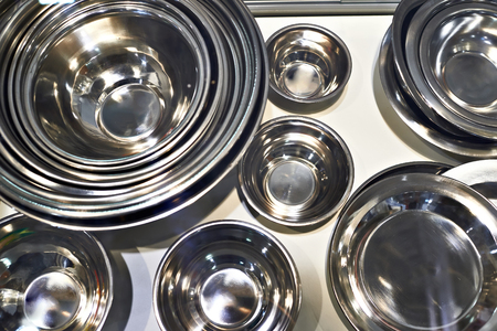 Cookware of stainless steel closeupの写真素材