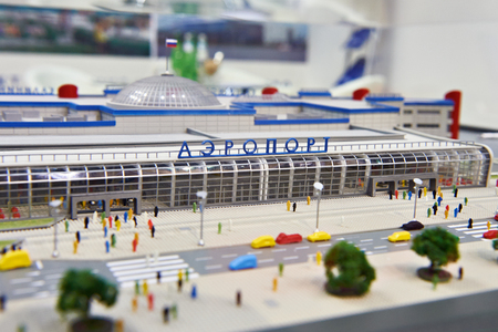 Miniature model of the airport building in Russiaの写真素材