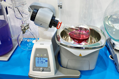 Rotary Evaporator, Vertical Dry-Ice Condenser in laboratoryの写真素材