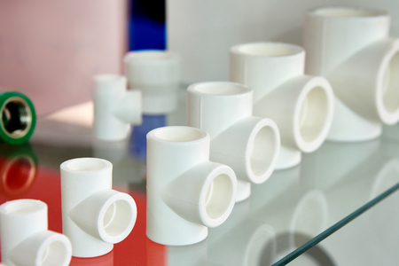 Polypropylene fittings in shop windowの写真素材