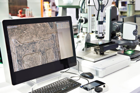 Digital microscope and monitor in the laboratory