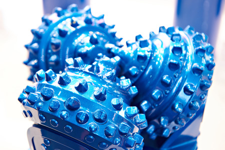 Blue drilling head for oil production at the exhibitionの写真素材