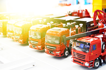 Toy models of trucks with industrial equipmentの写真素材
