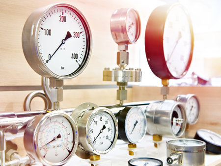 Industrial installation with manometers