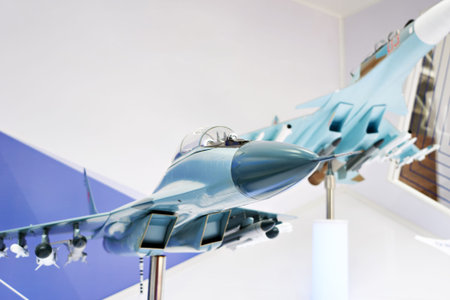 Modern russian fighter aircraft at the exhibition