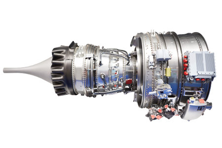 Two-circuit turbofan engine for aircraft isolated white