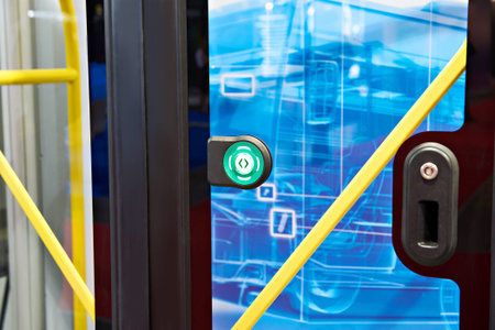 Button to open the door in the bus