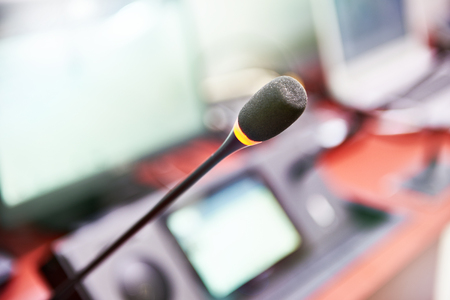 Microphone of digital conference system for business meetingの写真素材