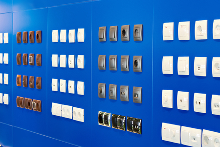 Light switches and sockets in the storeの写真素材