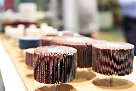 Disc of sandpaper in shop closeupの写真素材