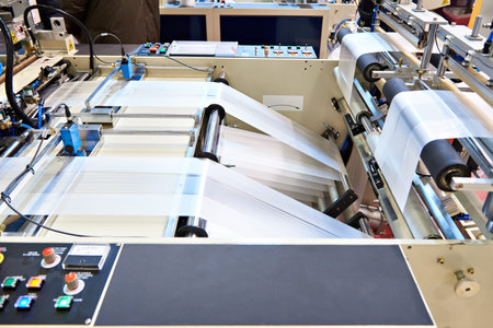 Control panel of machine for the production of plastic bags
