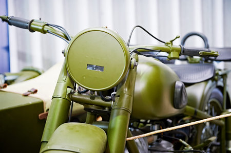 MUSEUM KUBINKA, MOSCOW REGION, RUSSIA - Aug 23, 2014: Soviet heavy motorcycle M-72. 1941