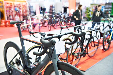 Racing bicycle, road bike in storeの写真素材