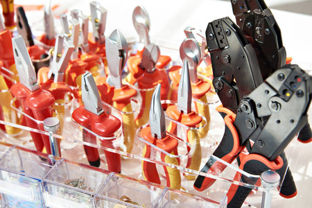 Red pliers in hardware store