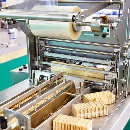 Machine for packaging biscuits on food plant