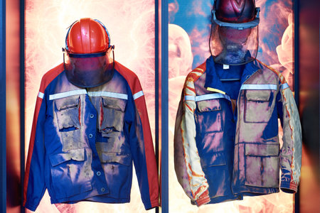 Working jacket after exposure to an flameの写真素材