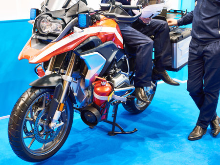 Rescue motorcycle and two man