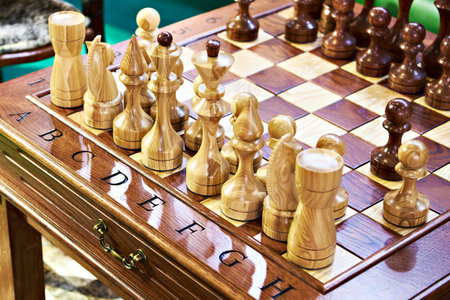 Vintage chess in retro interior