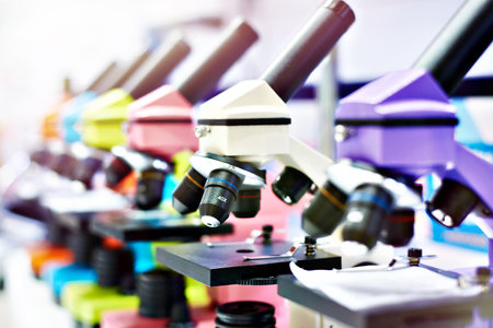 Microscopes for children in schoolの写真素材