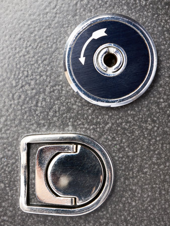 Lock on the cover of a retro movie camera