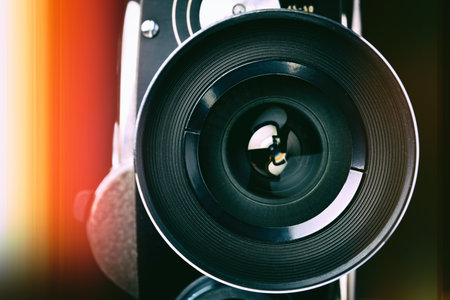 Retro film movie camera lensesの写真素材