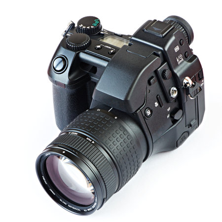 DSLR Camera on white backgroundの写真素材