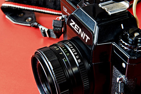 Moscow , RUSSIA - February 03, 2014: Zenit-12xp - russian soviet 35 mm SLR camera with...
