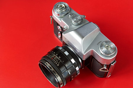 Moscow , RUSSIA - February 11, 2014: Old retro SLR camera Zenit 3M