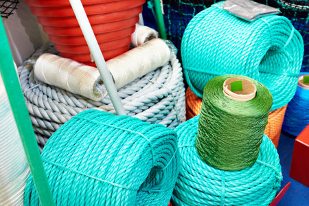Fishing ropes in the shopの写真素材