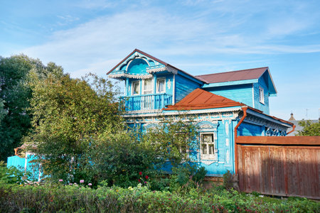 Wooden house in a Russian villageの写真素材