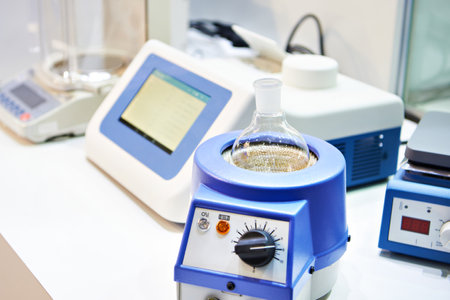 Heating mantle for flasks in a plastic caseの写真素材